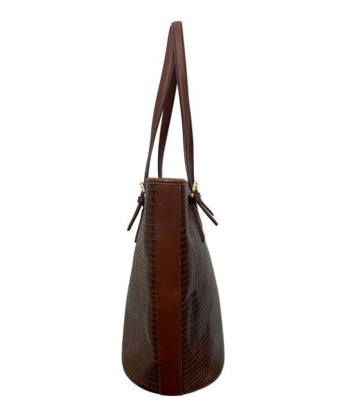 Salvatore Ferragamo（サルヴァトーレ フェラガモ）Salvatore Ferragamo (サルヴァトーレ フェラガモ) 型押しレザートートバッグ ブラウンの古着・服飾アイテム