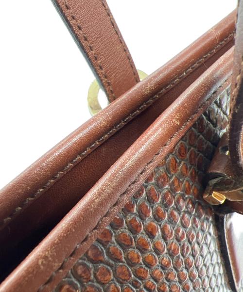 Salvatore Ferragamo（サルヴァトーレ フェラガモ）Salvatore Ferragamo (サルヴァトーレ フェラガモ) 型押しレザートートバッグ ブラウンの古着・服飾アイテム