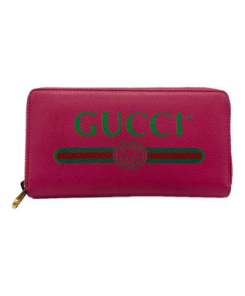 GUCCI（グッチ）GUCCI (グッチ) ラウンドファスナーウォレット ピンクの古着・服飾アイテム