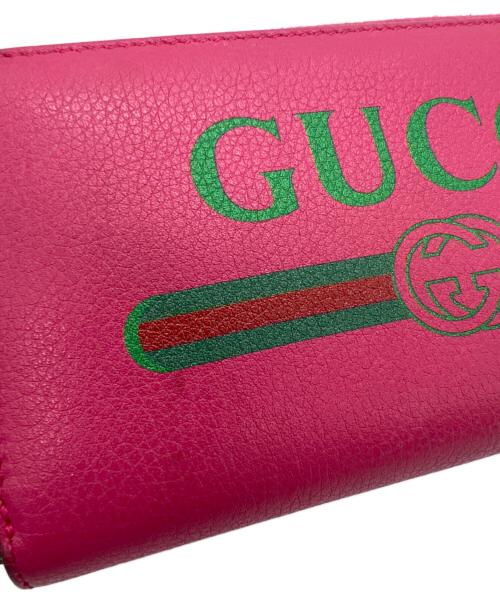 GUCCI（グッチ）GUCCI (グッチ) ラウンドファスナーウォレット ピンクの古着・服飾アイテム