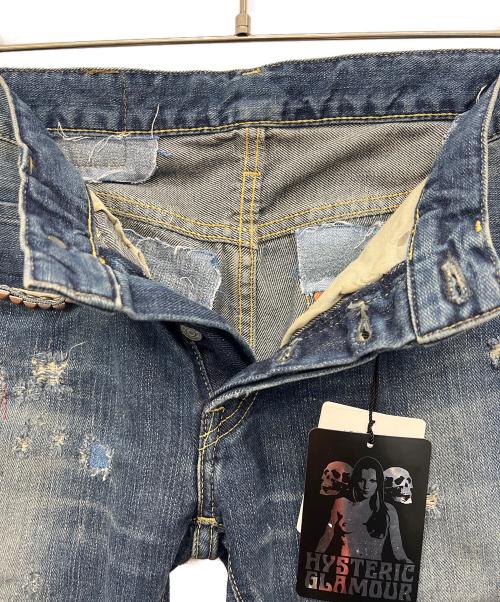 Hysteric Glamour（ヒステリックグラマー）Hysteric Glamour (ヒステリックグラマー) ダメージ加工デニムパンツ インディゴ サイズ:28 未使用品の古着・服飾アイテム