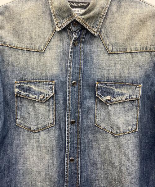 DOLCE & GABBANA（ドルチェ＆ガッバーナ）DOLCE & GABBANA (ドルチェ＆ガッバーナ) デニムシャツ インディゴ サイズ:41の古着・服飾アイテム