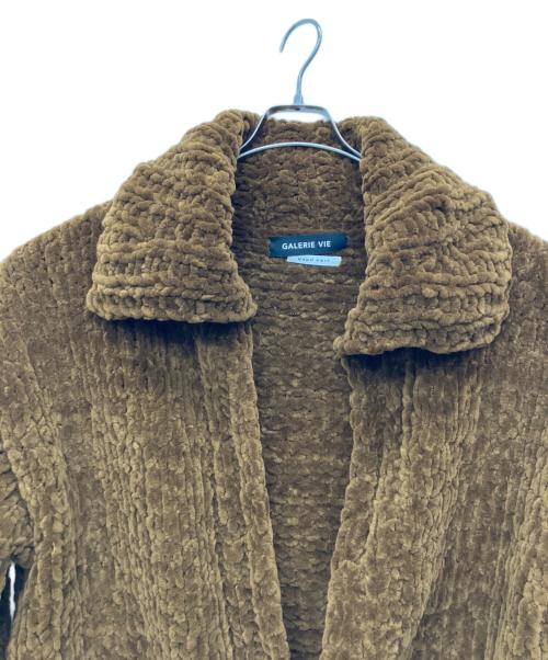 GALERIE VIE（ギャルリーヴィー）GALERIE VIE (ギャルリーヴィー) ビッグシュニール ハンドニット フロントオープンジャケット ブラウン サイズ:Freeの古着・服飾アイテム