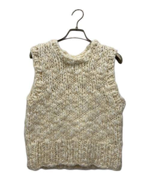 emmi wellness & oneness（エミ ウェルネス アンド ワンネス）emmi wellness & oneness (エミ ウェルネス アンド ワンネス) ウールミックスハンドニットベスト アイボリー サイズ:FREEの古着・服飾アイテム