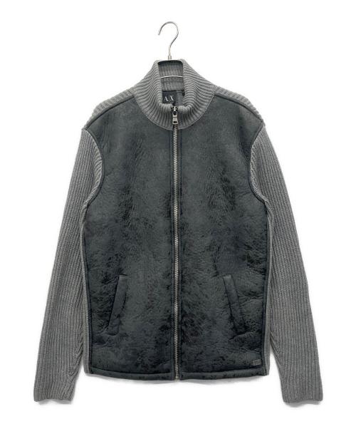 ARMANI EXCHANGE（アルマーニ エクスチェンジ）ARMANI EXCHANGE (アルマーニ エクスチェンジ) 切替ニットジャケット ライトグレー サイズ:Lの古着・服飾アイテム