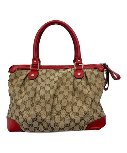 GUCCI（グッチ）GUCCI (グッチ) スーキー　2WAYショルダーバッグ ベージュ×レッドの古着・服飾アイテム