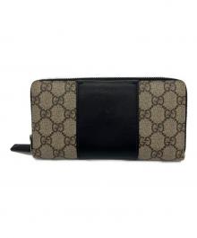 GUCCI（グッチ）の古着「ラウンドファスナー財布」｜ブラック×ベージュ
