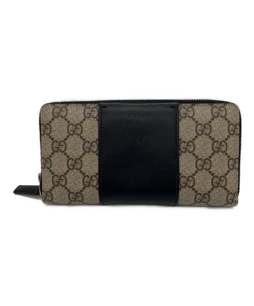 GUCCI（グッチ）GUCCI (グッチ) ラウンドファスナー財布 ブラック×ベージュの古着・服飾アイテム