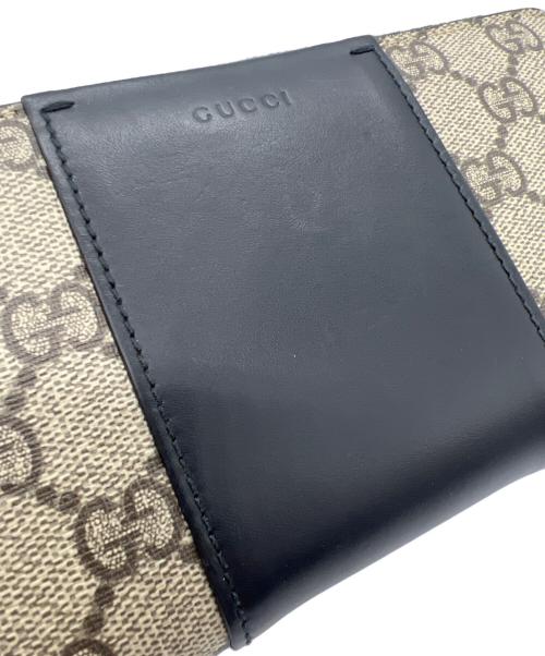 GUCCI（グッチ）GUCCI (グッチ) ラウンドファスナー財布 ブラック×ベージュの古着・服飾アイテム