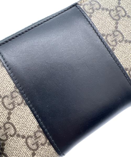 GUCCI（グッチ）GUCCI (グッチ) ラウンドファスナー財布 ブラック×ベージュの古着・服飾アイテム