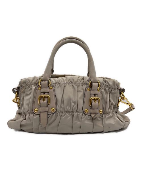 PRADA（プラダ）PRADA (プラダ) 2WAYギャザーバッグ ベージュの古着・服飾アイテム