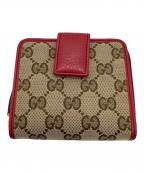 GUCCIグッチ）の古着「2つ折り財布」｜レッド×ベージュ