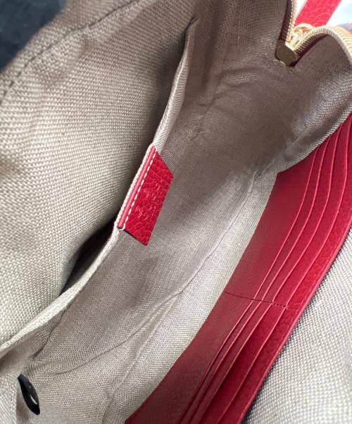 GUCCI（グッチ）GUCCI (グッチ) ショルダーバッグ ベージュ×レッドの古着・服飾アイテム