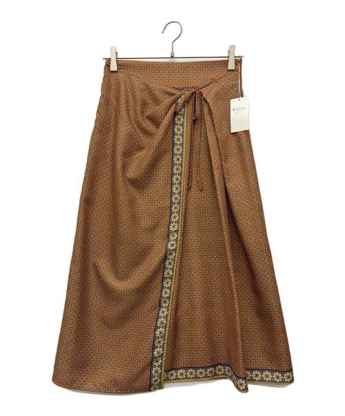 BALLSEY（ボールジィ）BALLSEY (ボールジィ) ロンバスプリント ラップスカート オレンジ サイズ:34 未使用品の古着・服飾アイテム