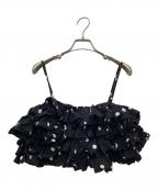 crinkle crinkle crinkleクリンクル クリンクル クリンクル）の古着「ドットフリルキャミ」｜ブラック