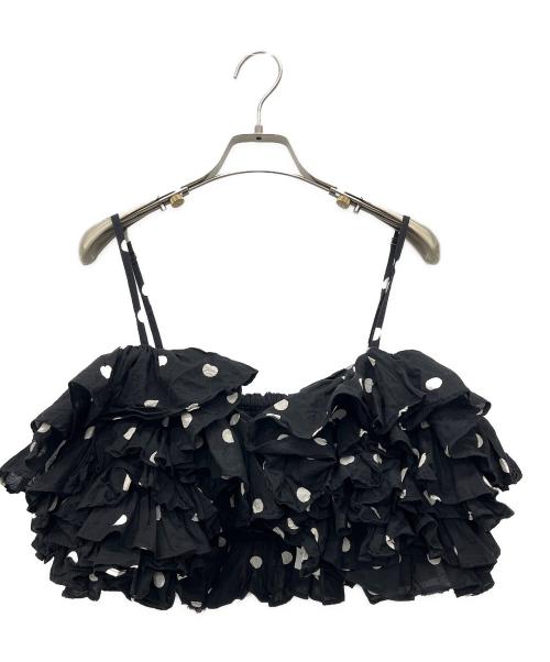 crinkle crinkle crinkle（クリンクル クリンクル クリンクル）crinkle crinkle crinkle (クリンクル クリンクル クリンクル) ドットフリルキャミ ブラック サイズ:Fの古着・服飾アイテム