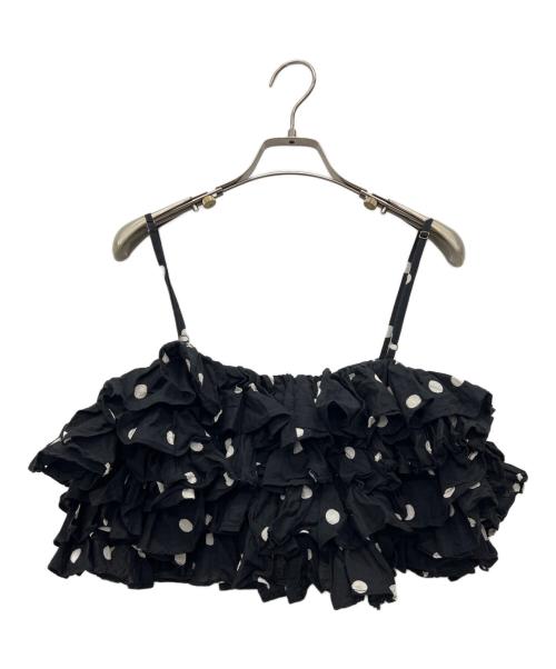 crinkle crinkle crinkle（クリンクル クリンクル クリンクル）crinkle crinkle crinkle (クリンクル クリンクル クリンクル) ドットフリルキャミ ブラック サイズ:Fの古着・服飾アイテム
