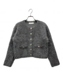 NOLLEY'S sophi（ノーリーズソフィー）の古着「接結編みアンゴラ混ニットジャケット」｜グレー