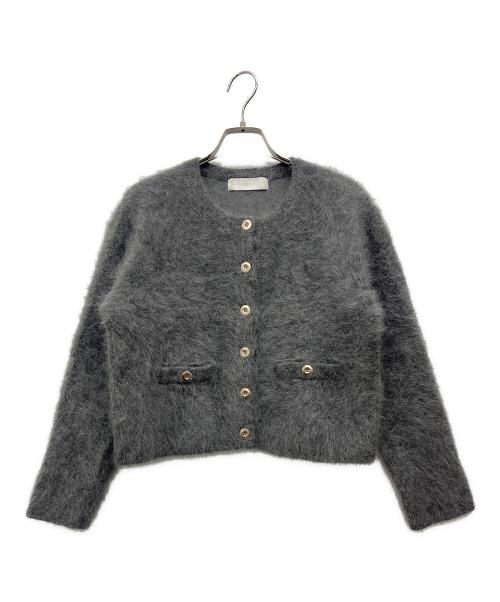 NOLLEY'S sophi（ノーリーズソフィー）NOLLEY'S sophi (ノーリーズソフィー) 接結編みアンゴラ混ニットジャケット グレー サイズ:38の古着・服飾アイテム