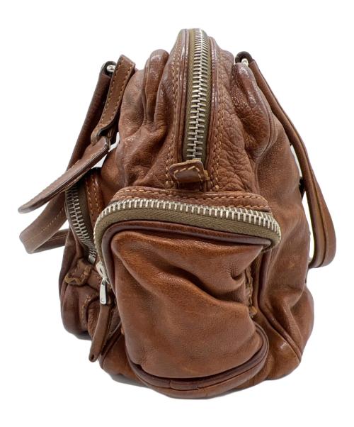 PRADA（プラダ）PRADA (プラダ) ウォッシュドレザーボストンバッグ ブラウンの古着・服飾アイテム