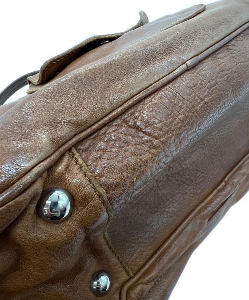 PRADA（プラダ）PRADA (プラダ) ウォッシュドレザーボストンバッグ ブラウンの古着・服飾アイテム