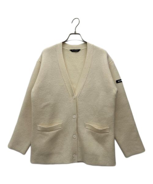 BALENCIAGA（バレンシアガ）BALENCIAGA (バレンシアガ) Logo Patch Wool Knit Cardigan ホワイト サイズ:1の古着・服飾アイテム