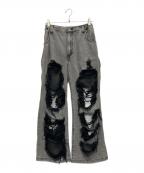 REFLEMレフレム）の古着「ハイクラッシュデニムパンツ」｜グレー