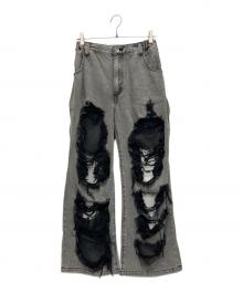 REFLEM（レフレム）の古着「ハイクラッシュデニムパンツ」｜グレー