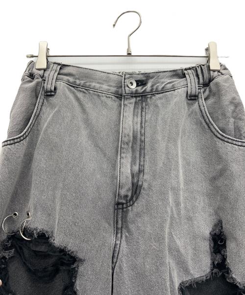 REFLEM（レフレム）REFLEM (レフレム) ハイクラッシュデニムパンツ グレー サイズ:Freeの古着・服飾アイテム