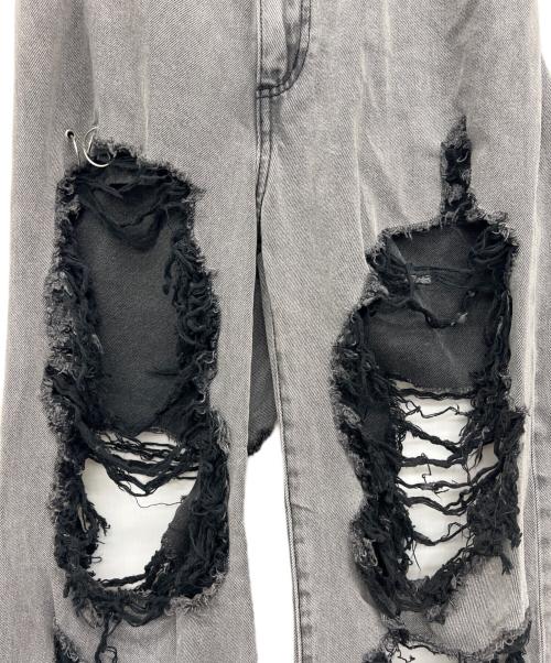 REFLEM（レフレム）REFLEM (レフレム) ハイクラッシュデニムパンツ グレー サイズ:Freeの古着・服飾アイテム