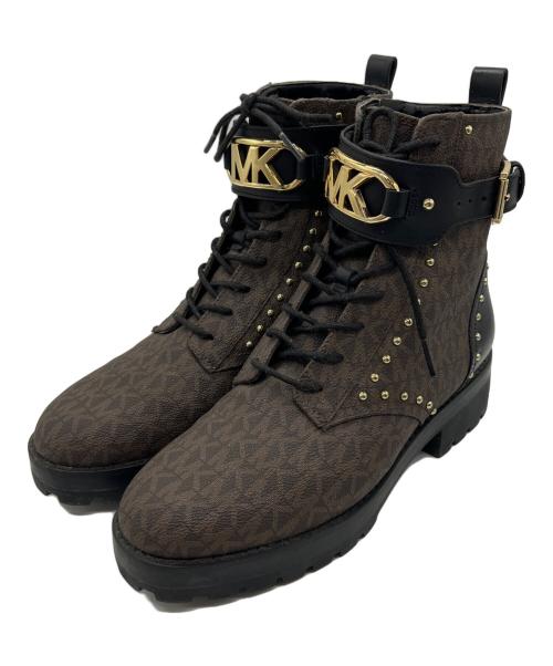 MICHAEL KORS（マイケルコース）MICHAEL KORS (マイケルコース) キンケイド ロゴ スタッズ コンバットブーツ ブラウン サイズ:不明の古着・服飾アイテム