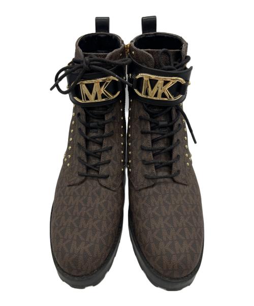 MICHAEL KORS（マイケルコース）MICHAEL KORS (マイケルコース) キンケイド ロゴ スタッズ コンバットブーツ ブラウン サイズ:不明の古着・服飾アイテム