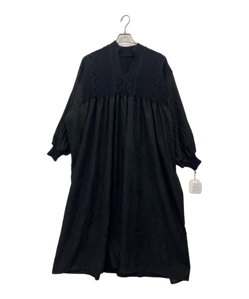 AIJAN（アイジャン）AIJAN (アイジャン) コーデュロイ×ニットコンビキーネックワンピース ブラック サイズ:M～L 未使用品の古着・服飾アイテム