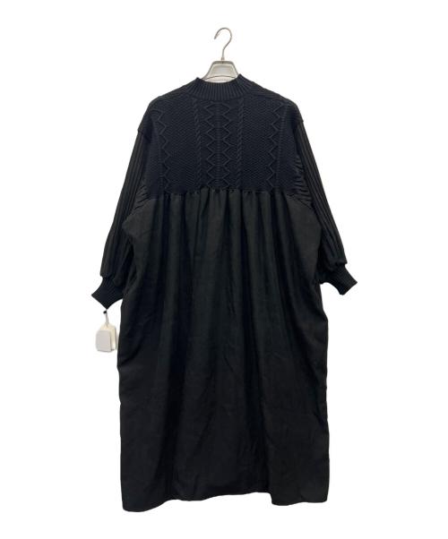 AIJAN（アイジャン）AIJAN (アイジャン) コーデュロイ×ニットコンビキーネックワンピース ブラック サイズ:M～L 未使用品の古着・服飾アイテム