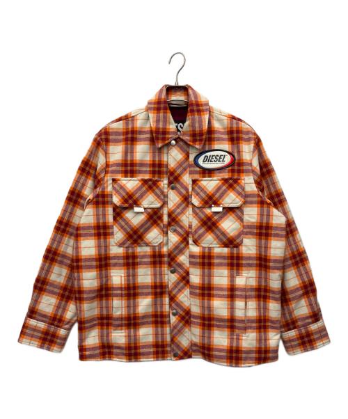 DIESEL（ディーゼル）DIESEL (ディーゼル) シャツジャケット レッド×オレンジ サイズ:Sの古着・服飾アイテム