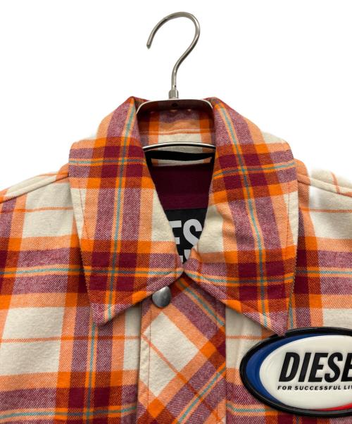 DIESEL（ディーゼル）DIESEL (ディーゼル) シャツジャケット レッド×オレンジ サイズ:Sの古着・服飾アイテム