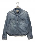 JUSGLITTYジャスグリッティー）の古着「クロップドデニムシャツ」｜スカイブルー