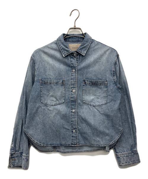 JUSGLITTY（ジャスグリッティー）JUSGLITTY (ジャスグリッティー) クロップドデニムシャツ スカイブルー サイズ:2の古着・服飾アイテム