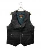 HARLEY-DAVIDSONハーレーダビッドソン）の古着「カウレザーベスト」｜ブラック