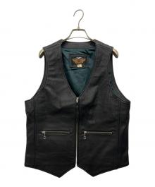 HARLEY-DAVIDSON（ハーレーダビッドソン）の古着「カウレザーベスト」｜ブラック