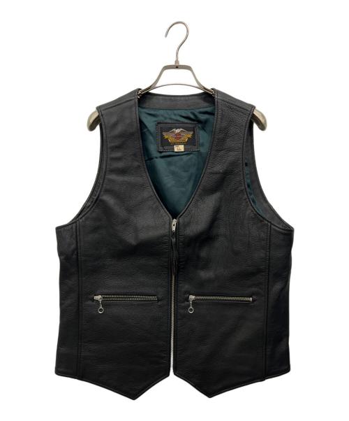 HARLEY-DAVIDSON（ハーレーダビッドソン）HARLEY-DAVIDSON (ハーレーダビッドソン) カウレザーベスト ブラック サイズ:LLの古着・服飾アイテム