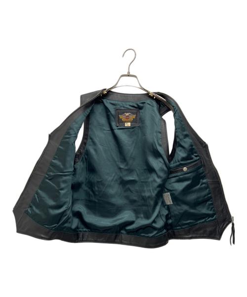 HARLEY-DAVIDSON（ハーレーダビッドソン）HARLEY-DAVIDSON (ハーレーダビッドソン) カウレザーベスト ブラック サイズ:LLの古着・服飾アイテム