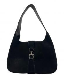 Salvatore Ferragamo（サルヴァトーレ フェラガモ）の古着「ガンチーニスウェードホーボーバッグ」｜ブラック