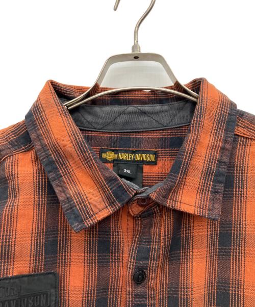 HARLEY-DAVIDSON（ハーレーダビッドソン）HARLEY-DAVIDSON (ハーレーダビッドソン) 長袖シャツ オレンジ×ブラック サイズ:2XLの古着・服飾アイテム