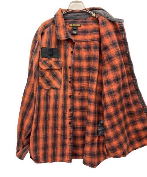 HARLEY-DAVIDSON（ハーレーダビッドソン）HARLEY-DAVIDSON (ハーレーダビッドソン) 長袖シャツ オレンジ×ブラック サイズ:2XLの古着・服飾アイテム
