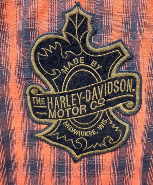 HARLEY-DAVIDSON（ハーレーダビッドソン）HARLEY-DAVIDSON (ハーレーダビッドソン) 長袖シャツ オレンジ×ブラック サイズ:2XLの古着・服飾アイテム