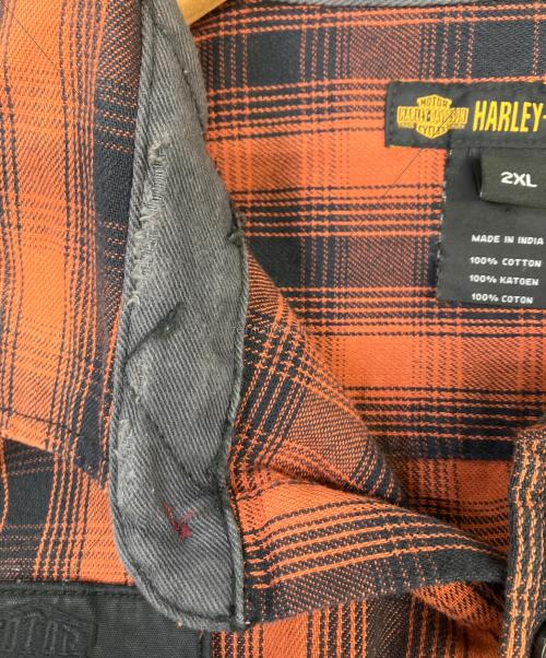 HARLEY-DAVIDSON（ハーレーダビッドソン）HARLEY-DAVIDSON (ハーレーダビッドソン) 長袖シャツ オレンジ×ブラック サイズ:2XLの古着・服飾アイテム