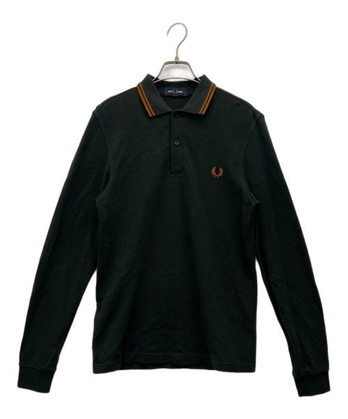 FRED PERRY（フレッドペリー）FRED PERRY (フレッドペリー) 長袖ポロシャツ グリーン×オレンジ サイズ:Sの古着・服飾アイテム