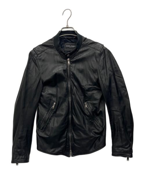 DOLCE & GABBANA（ドルチェ＆ガッバーナ）DOLCE & GABBANA (ドルチェ＆ガッバーナ) レザーライダースジャケット ブラック サイズ:44の古着・服飾アイテム