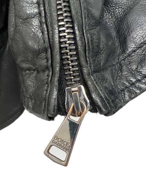 DOLCE & GABBANA（ドルチェ＆ガッバーナ）DOLCE & GABBANA (ドルチェ＆ガッバーナ) レザーライダースジャケット ブラック サイズ:44の古着・服飾アイテム